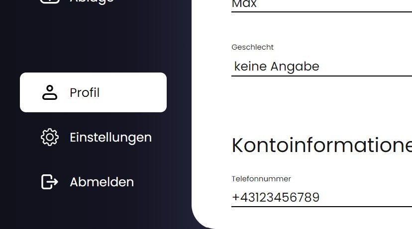 Profil in der Navbar.