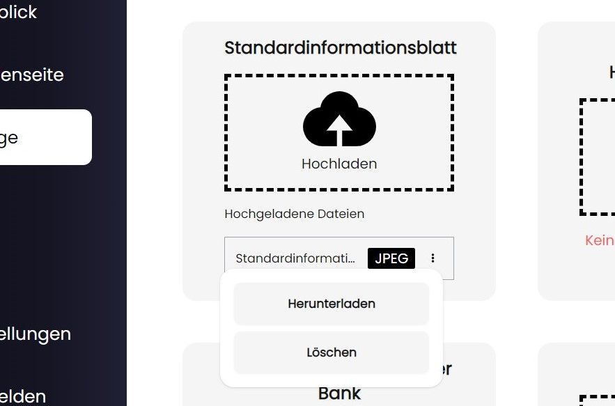 Verwaltungsoptionen des Dokumentes.
